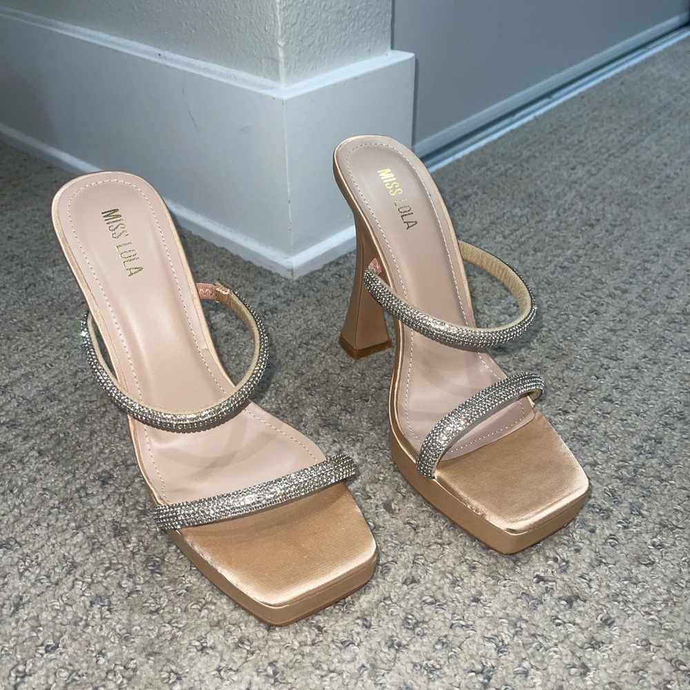 Miss Lola sparkly strap heels